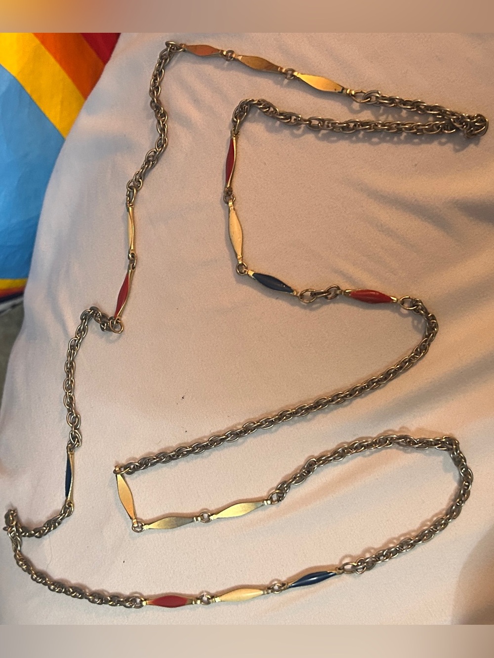 Vintage NAPIER Harlequin Mid-Century Boho Multicolor Enamel necklace